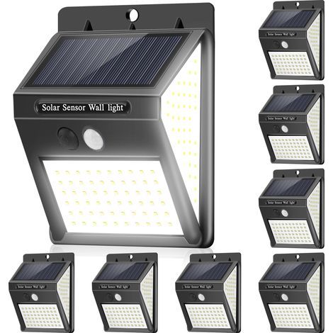 Lot de lampes solaires d'extérieur 144 LED avec détecteur de mouvement pour jardin 4 Pack (1/5)