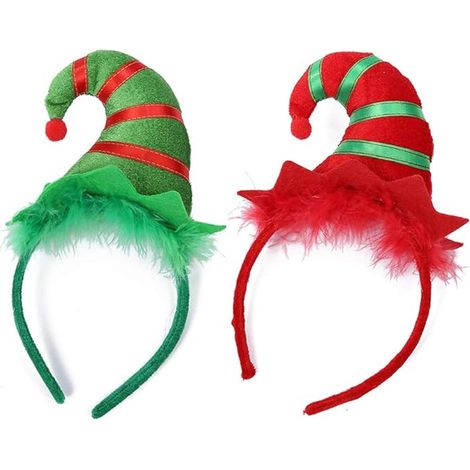 Bandeaux de Noël 2 Serre-tête de Noël Mignon Elf Cheveux Bandeau Chapeaux Costume de Noël Habille Accessoire de Cheveux pour Filles Enfants Femmes Fête Célébration Habille Mascarade Décoration Festive (1/5)