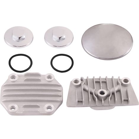 Horizontal 70cc engine cylinder head, decorative round cover made of polished aluminum alloy, compatible with minibikes, four-wheeled motorcycles and go-karts.--DTEKGAZ