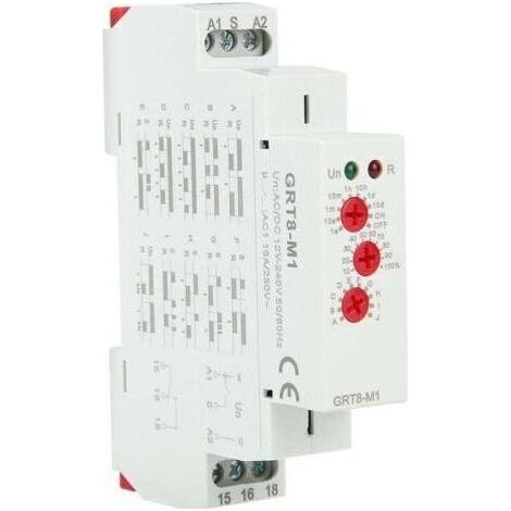 Relè a tempo GRT8-M1 con 10 funzioni di 35 MM montaggio su guida DIN AC/DC 12V-240V 50-60Hz (1/5)