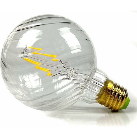Led Bulbs Vintage Bulb Led Filament Edison Bulb 4W Non Dimmable Specialty Decorative Light Bulbs 220/240V E27 Heat Glow (G95 Swirl clear) (1/5)