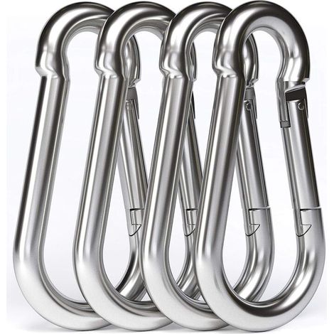 4PCS - M10 Mousqueton en Acier Inoxydable 304 - Grand Mousqueton Inox 100mm de Fixation Capacité de Charge de 750 kg. Crochet Mousqueton Hamc Balancoire - 100mm x φ10 mm