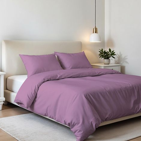 Parure de lit Double en Microfibre, Housse de Couette 250 x 200 cm avec Rabat et taies d'oreiller, Lilas (1/5)