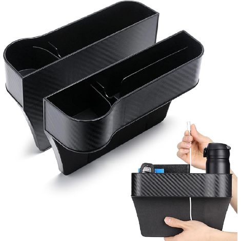 Lntyq 2 pièces Organiseur LatéRal pour SièGe de Voiture Organiseur de Siège Avant de Voiture Multifonctionnelle Boîte de Rangement pour Siège Écart de Voiture pour téléphones, Portefeuille, Cartes