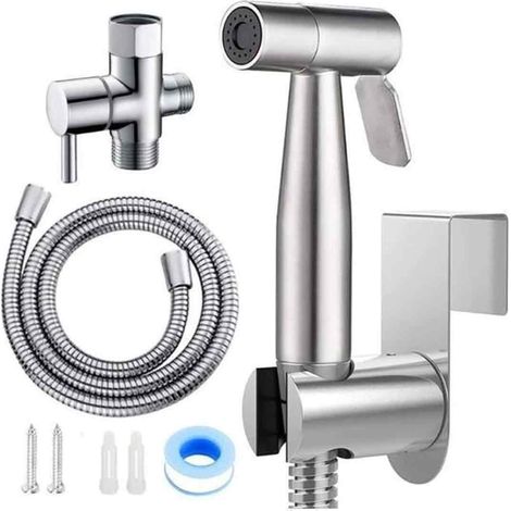 Pommeau De Bidet - Acier Inoxydable - Support Sans Perçage - Pulvérisateur Autonettoyant - Pour Hygiène Féminine - 1 Pièce (1/5)
