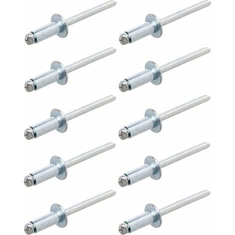 10x Rivet aveugle en acier DIN EN ISO 15979 rivet pop à rupture de tige à sertir Insert Métal Meuble Voiture Tôle Bois, Ø5 x 14mm (1/2)