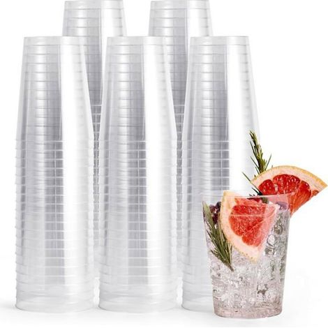 60 Gobelets,Plastique Dur,Cristallin,300ml,Réutilisables,Fêtes (1/5)