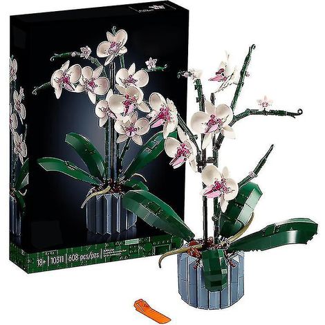 Künstliches Orchideen-Bauset mit Blüten, Wohnaccessoire für Erwachsene, botanische Kollektion, Geschenk für Ehefrau oder Ehemann, für Sie und Ihn.