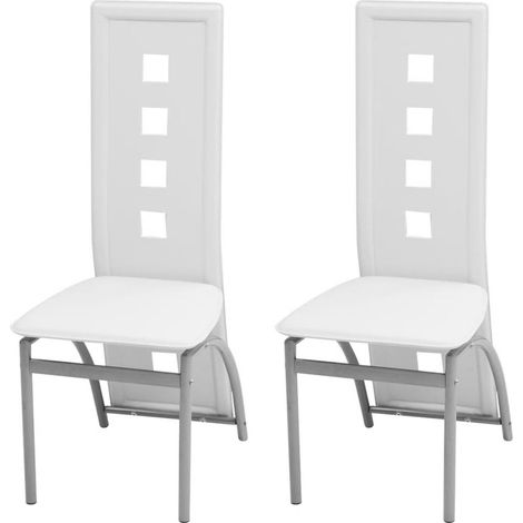 Chaise simili cuir blanc et pieds métal Ceaney - Lot de 2 (1/3)