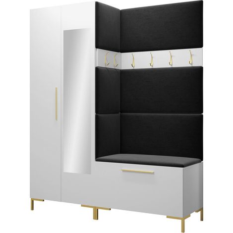 Meuble d'entrée Nomal IX, Manila 18, 196x158x46cm, Disponible, Stratifié, Tissu, Murale, À poser