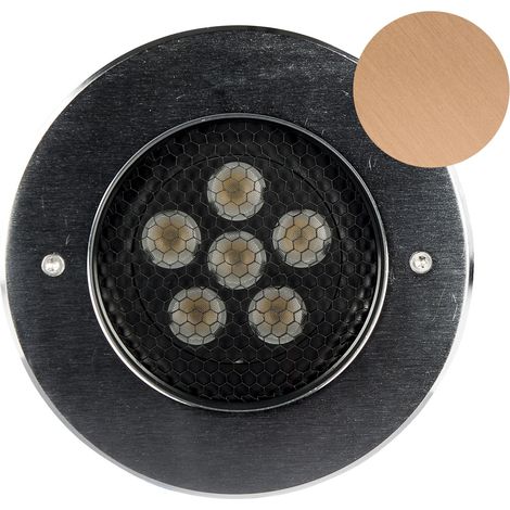Encastré de sol extérieur ZEPH 3 SLIM 24V rond bronze non percée 4000K 814lm 6x2W - EUROPOLE - 56361NBR