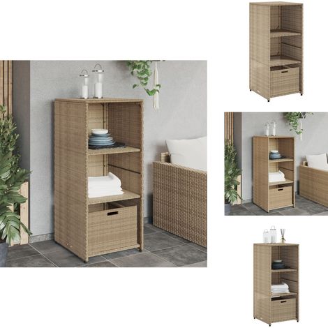 Armoire de rangement de jardin beige 50x55x115cm résine tressée - Meuble De Jardin - Coffre De Jardin - Rangement Extérieur - Armoire De Jardin - Résine Tressée (1/5)