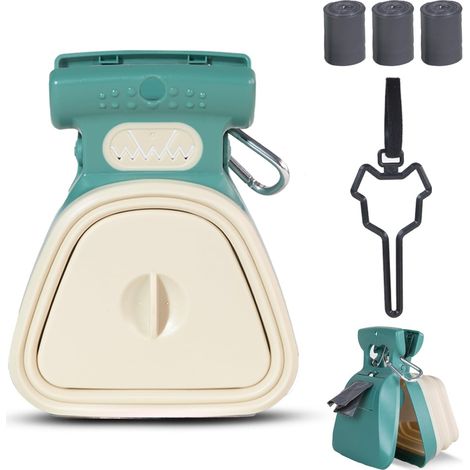 Ramasse-crotte pliable avec sac à déchets, outil pratique pour promenade chien et chat (1/3)