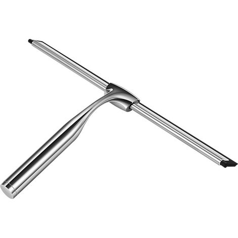 Shower squeegee, stainless steel shower squeegee, 12-inch shower squeegee with wall mount, no drilling required, for shower doors, bathrooms, kitchens, windows and glass surfaces (1/5)