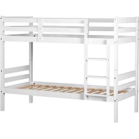 Lit enfant superposé en pin massif couleur Blanc - Longueur 199 x Hauteur 154 x Profondeur 104 cm (1/2)