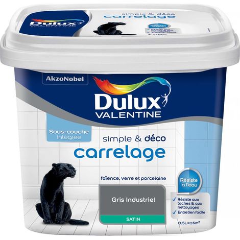 Peinture De Rénovation Simple & Deco Carrelage Satin Gris Industriel 0,5 L - Dulux Valentine