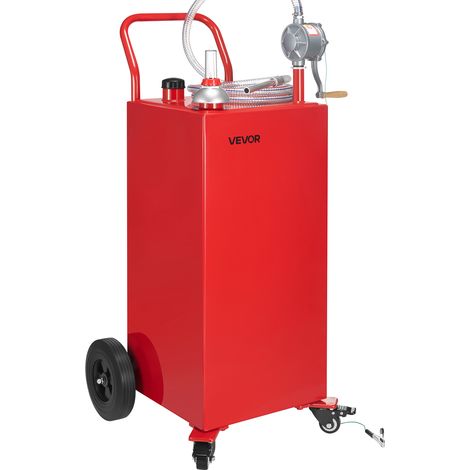 VEVOR Tanque de Combustible, Tanque Portátil 181,84 L con Bomba de Transferencia Manual, 4 ruedas y 3 m Manguera Contenedor de Gasolina y Diesel para Autos, Cortadoras de Cesped, Botes y Más, Rojo (1/5)