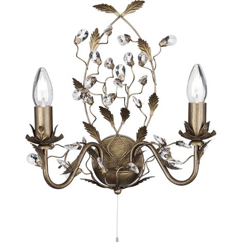 Almandite 2Lt Applique - Metallo marrone oro e cristallo trasparente (1/5)