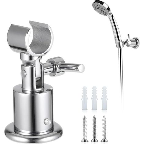 Soporte de Metal para Cabezal de Ducha,180° Soporte de Ducha Support Douchette Mural Support de Douche à Main avec Vis Mural, Support de Pommeau de Douche pour la Plupart des Pommes de Douche (1/5)