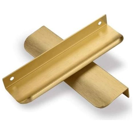 Un set di 6 maniglie a scomparsa per mobili da cucina, con finitura dorata: maniglie da cucina in oro spazzolato, maniglie per cassetti in alluminio e ottone spazzolato e fori da 160 mm.