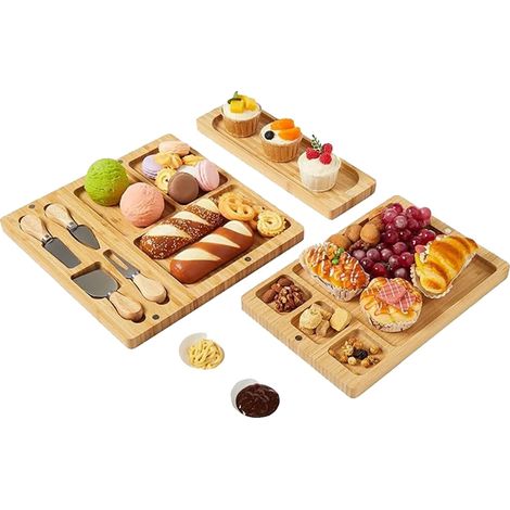 Tabla para embutidos, material de bambú, 38 x 25 cm, forma rectangular, uso versátil, se recomienda lavar a mano. (1/5)