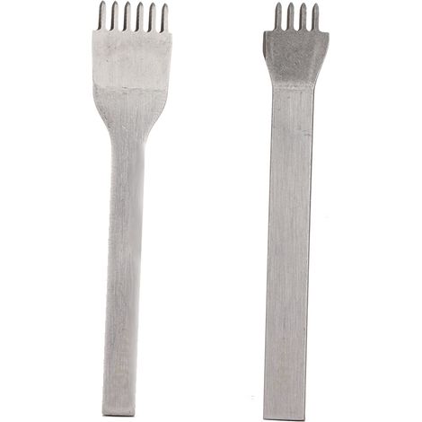 Poinçon à Coudre Cuir 3mm, 2 Pièces avec 4 et 6 Dents pour Travail du Cuir, Idéal pour Bottes et Sacs (1/5)