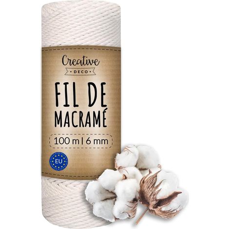 Corde Macramé en Coton 6mm x 100m Blanc (1/5)