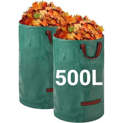 Robuste Gartenabfallsäcke – 2er-Pack, 500 l, wiederverwendbare Gartensäcke mit Griffen – strapazierfähiges Gewebe für Laub, Abfall und Gartenabfälle – wasserdichte Gartenabfallsäcke (1/4)
