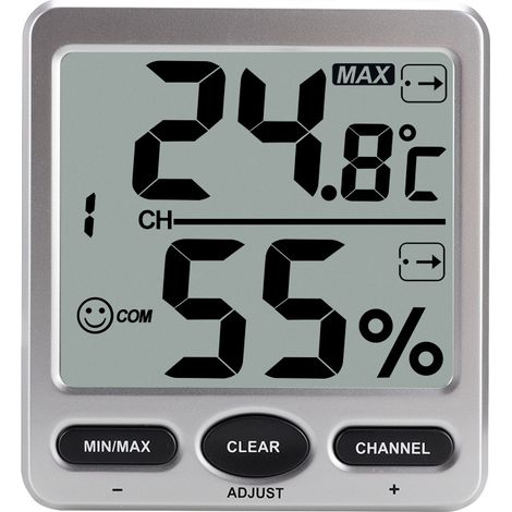 Thermomètre Électronique Hygrothermographe LCD pour Intérieur et Extérieur Indicateur de Température et Humidité Transmission Jusqu à Mémoire (1/5)