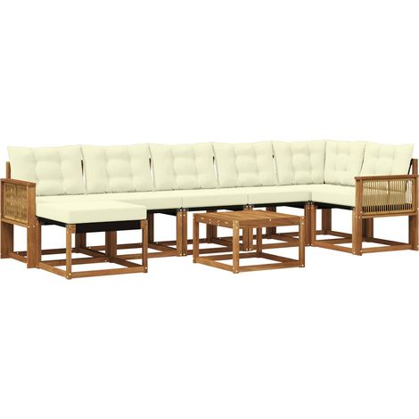 Outdoor Sofa Set with Cushion 8 pcs Natural and Cream vidaXL