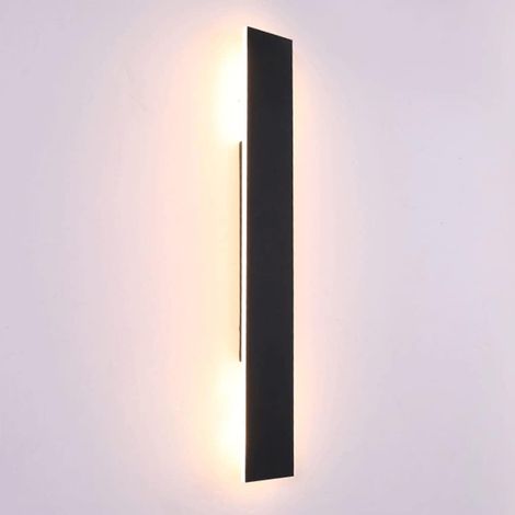 Applique murale LED à intensité variable, appliques murales à bande noire ultra-mince, appliques murales longues en métal avec abat-jour en acrylique linéaire, lumière d'ambiance d'éclairage de couloi (1/5)