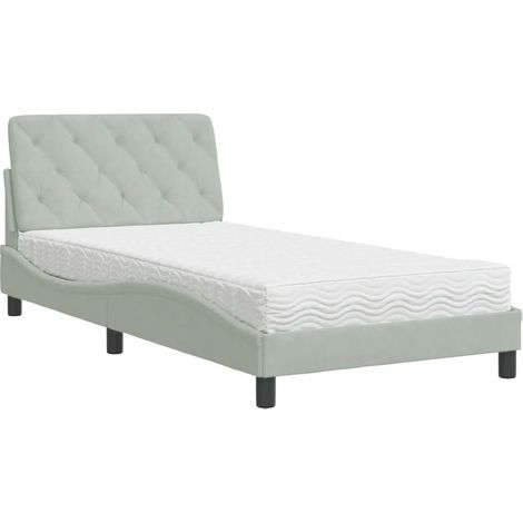 Maison Exclusive - Bett mit Matratze Hellgrau 100x200 cm Samt