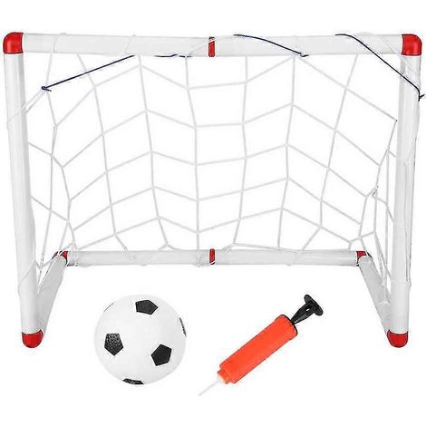 Mini but de football pliable 86cm avec filet, pompe et piquets - Set cadeau enfant en plastique, jeux de plein air, équipement sportif (1/3)