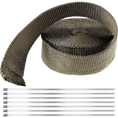 Ruban isolant couleur titane 5M50MM, ruban isolant pour tuyau d'échappement, avec 10 serre-câbles (1/5)