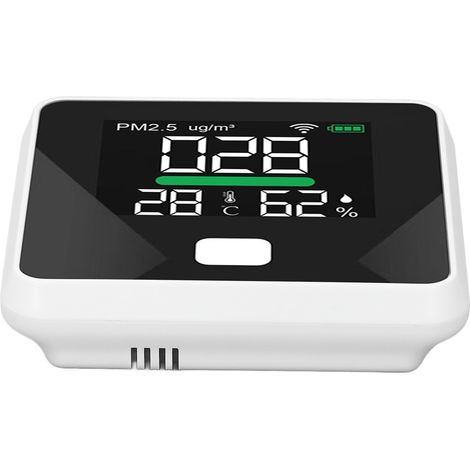 WLAN-Luftqualitätsmessgerät für Feinstaub (PM2.5) mit Farb-LCD-Bildschirm, 1000-mAh-Akku, Temperatur- und Feuchtigkeitsmessung, tragbares USB-Thermometer für Zuhause (1/5)