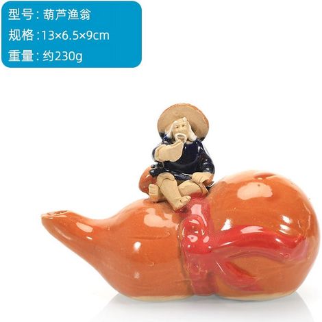 Figurine Céramique Pêcheur Jiang Taigong - Décor Aquarium Bonsaï Rocaille - Absorbant D'eau - 13 x 9 x 6,5 cm - 1 Pièce (1/5)