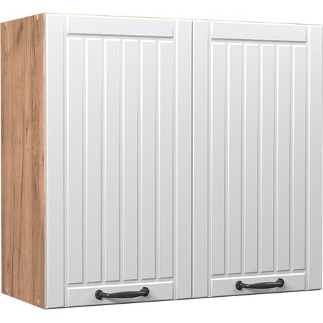 Pensile da cucina Fame-Line, Bianco rustico/Rovere dorato, 80 cm, Vicco (1/5)