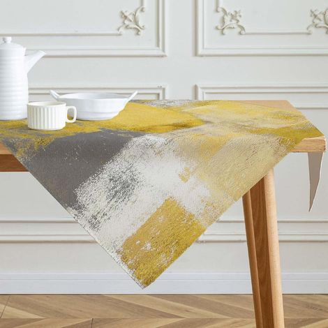 Nappe 100x100 cm, lavable, moderne, design artistique, tissu lin