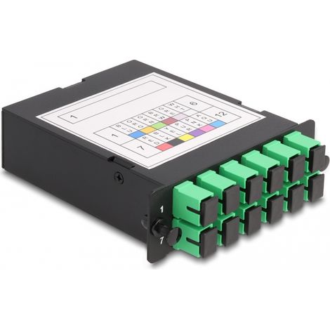 DeLOCK Casete de fibra óptica HD (alta densidad) MPO macho a 12 x SC Simplex hembra, 12 fibras, monomodal, polaridad A, 9/125 µm (1/5)