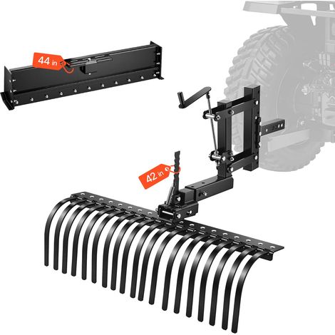 VEVOR Rastrillo para Tractor 106,7 cm de Ancho, Escarificador de Cesped con Cuchilla y Palanca, Compatible con UTV ATV Tractor de Categoría 1 con Enganche Tripuntal, para Nivelar Terreno Limpiar Pajas (1/5)
