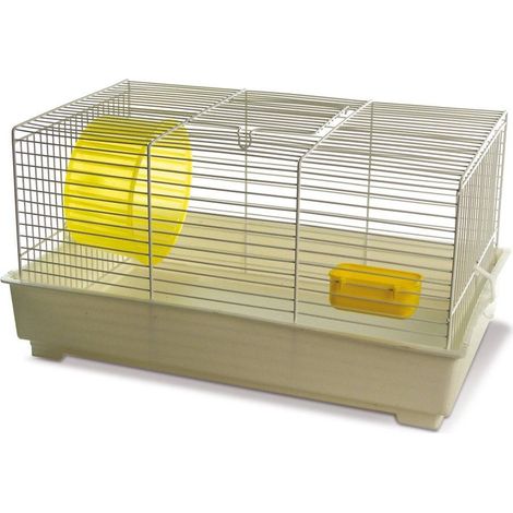 cage à hamster avec gril blanc modèle Special 2 complet avec roue et mangeoire