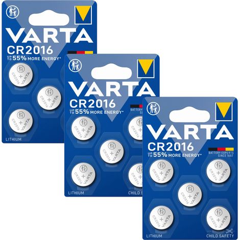 Varta CR 2016 Lithium-Knopfzellenbatterie für Uhrenfernbedienung 3V 5 Stück x3 (1/4)