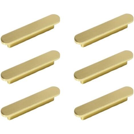 Lot de 6 poignées Or Poignee de Meuble Cuisine Laiton Brossé Or Entraxe 128mm-poignées de placard Poigné e Meuble (1/5)