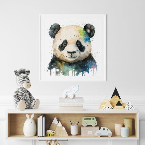 Poster / Affiche carrée Enfants - Panda coloré - 50x50 cm (1/3)