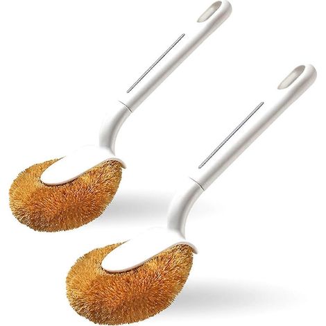 Lot de 2 brosses à casseroles en fibre de coco naturelle pour le nettoyage -- (1/5)