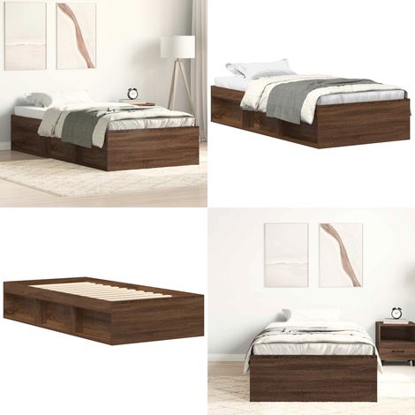 Cadre de lit sans matelas chêne marron 75x190 cm - Cadre De Lit - Lit Double - Lit Design - Lit Moderne - Meuble Chambre - Home & Living (1/5)