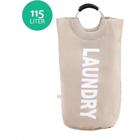 Sac à linge - Panier à linge - Trieur de linge - Sacs à linge - Panier à linge pliable - Beige - 115 L (1/5)