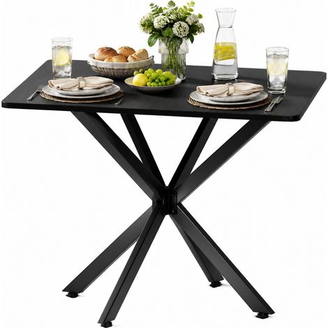 Tavolino quadrato moderno nero 80 x 80 x 75 cm con struttura a X in metallo (1/5)