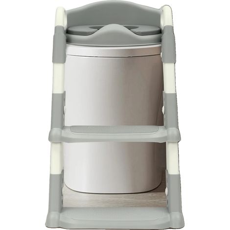Sedile per WC con scalino, compatibile con WC a forma di V/U/O, adatto a bambini dai 2 ai 7 anni, elevata capacità di carico, pedali antiscivolo, design pieghevole. (1/5)