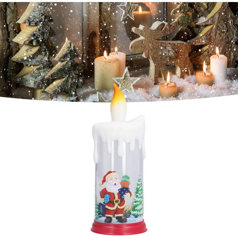 LED-Weihnachtsdekokerze mit simulierter Flamme, Weihnachtsmann, Schneemann, dekoratives Nachtlicht Stil B, alter Mann (1/5)